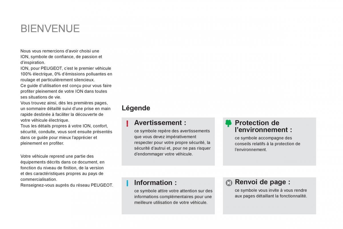 Peugeot iOn manuel du proprietaire / page 3