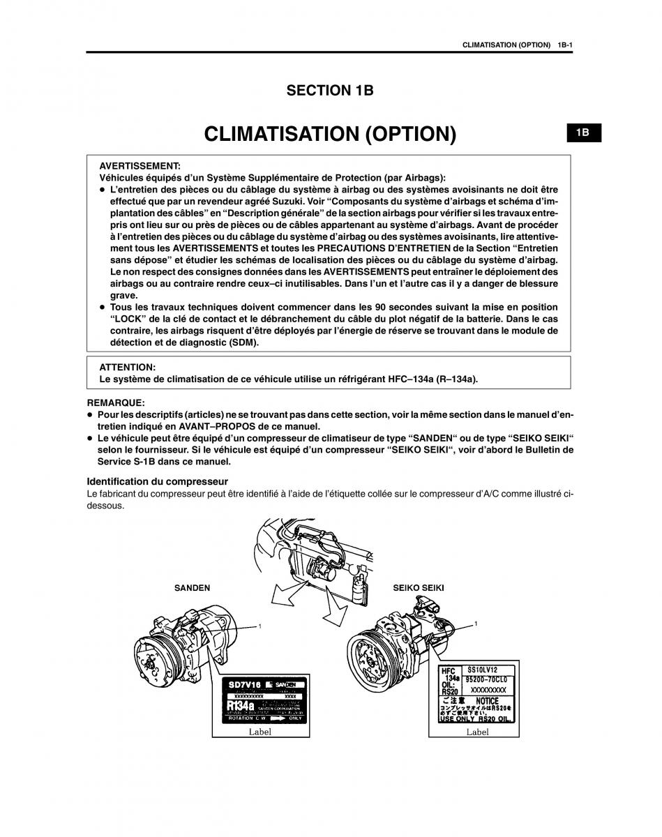 Suzuki Baleno I 1 manuel du proprietaire / page 16