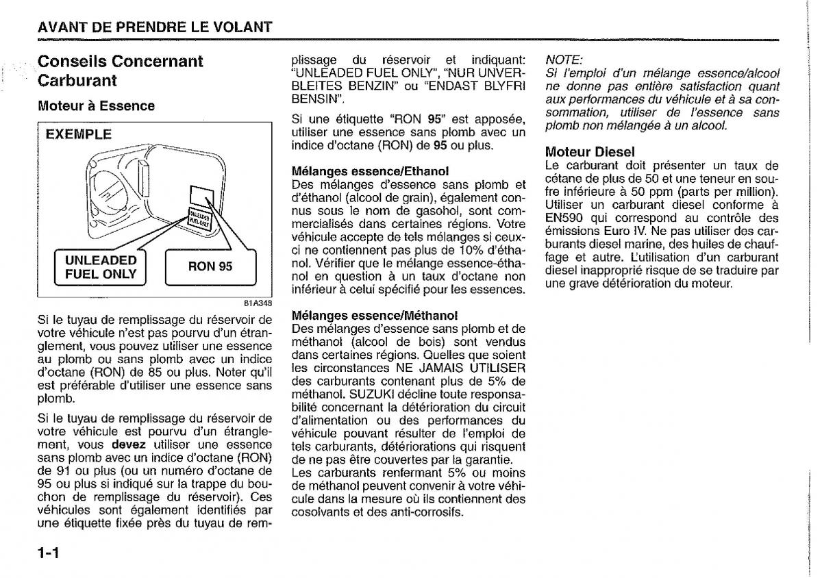 Suzuki Jimny manuel du proprietaire / page 10