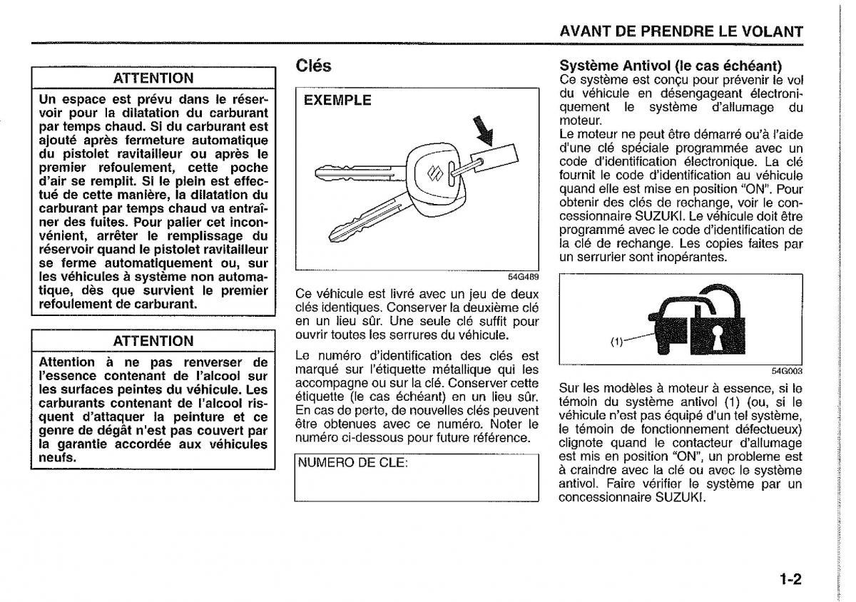 Suzuki Jimny manuel du proprietaire / page 11