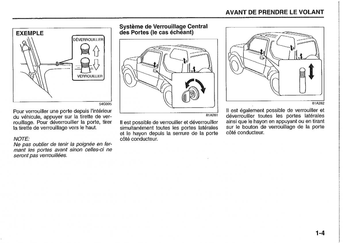 Suzuki Jimny manuel du proprietaire / page 13