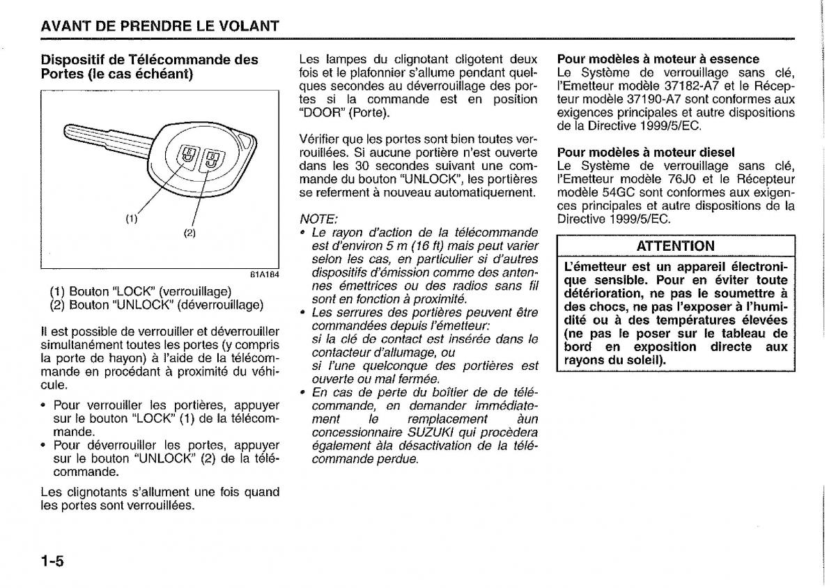 Suzuki Jimny manuel du proprietaire / page 14