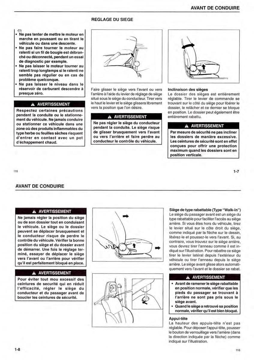 Suzuki Samurai manuel du proprietaire / page 7
