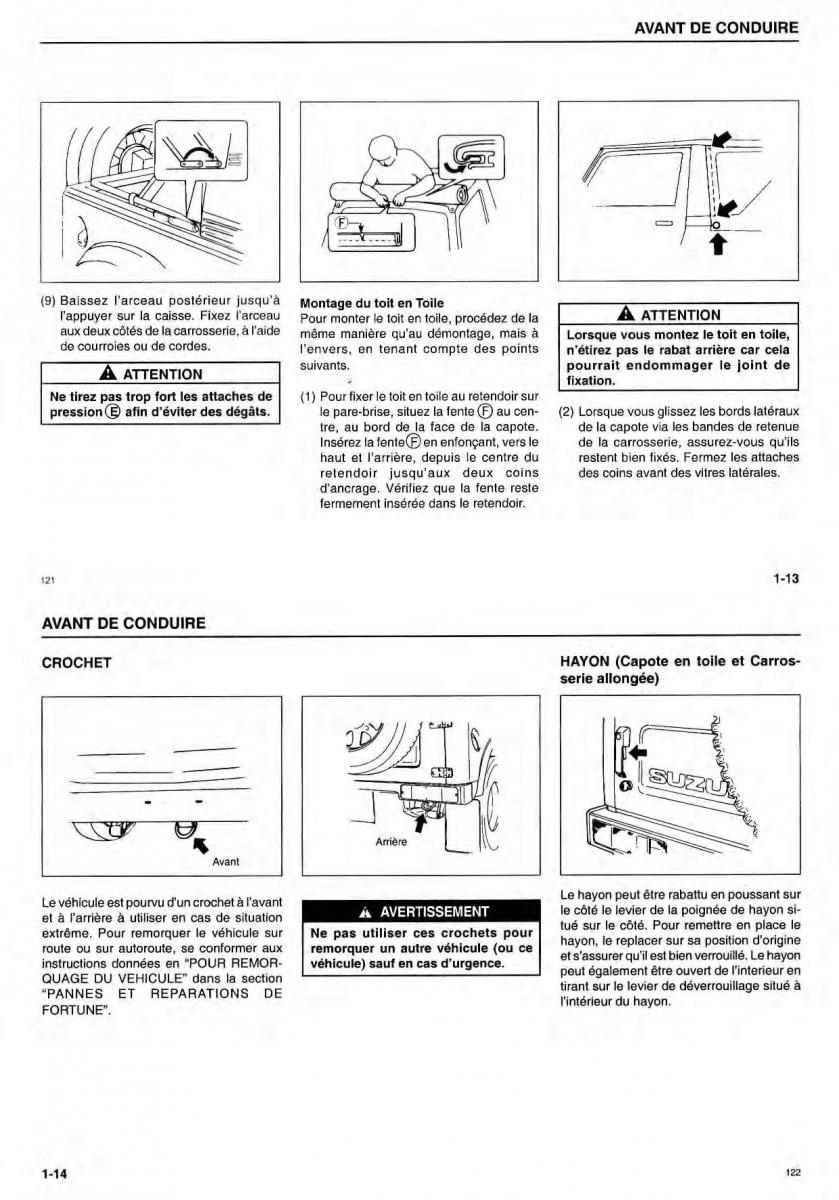 Suzuki Samurai manuel du proprietaire / page 10