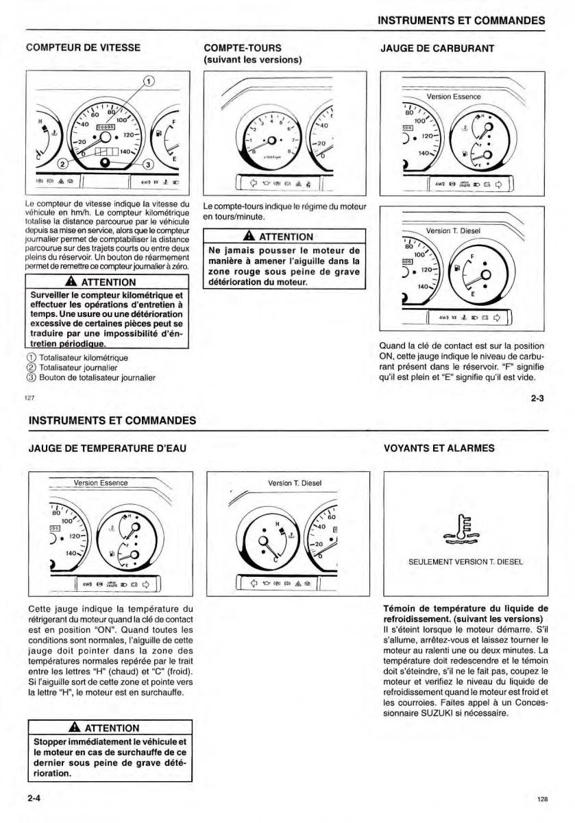 Suzuki Samurai manuel du proprietaire / page 13