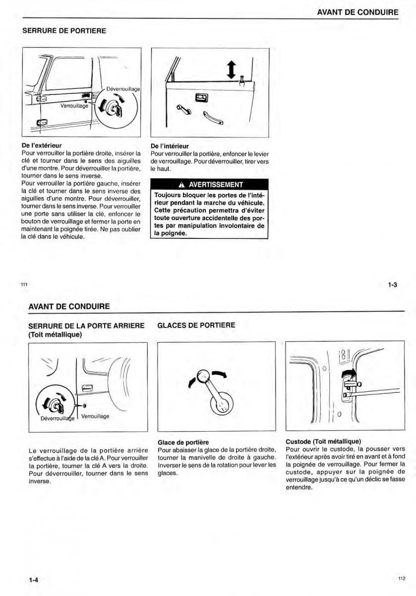 Suzuki Samurai manuel du proprietaire / page 5