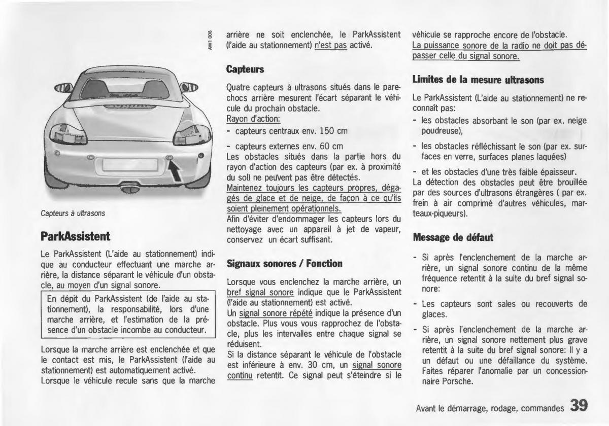 Porsche Boxster 986 manuel du proprietaire / page 41