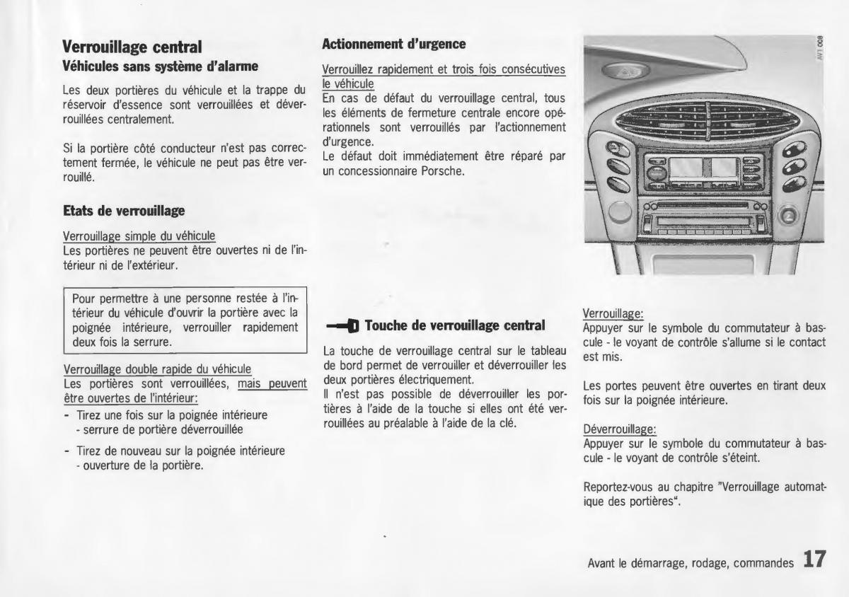 Porsche Boxster 986 manuel du proprietaire / page 19