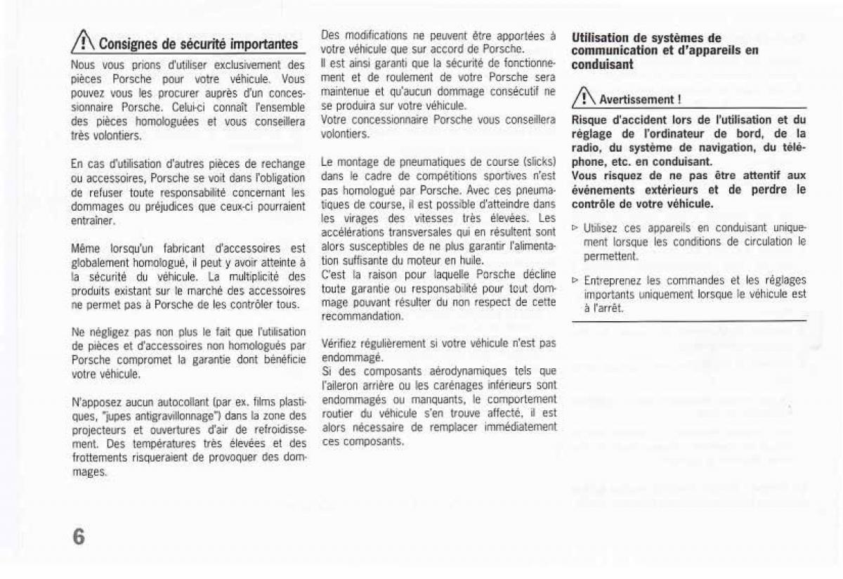 manual  Porsche Boxster 986 FL manuel du proprietaire / page 8