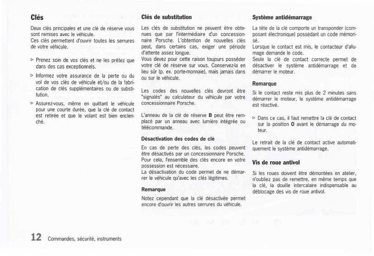 manual  Porsche Boxster 986 FL manuel du proprietaire / page 14