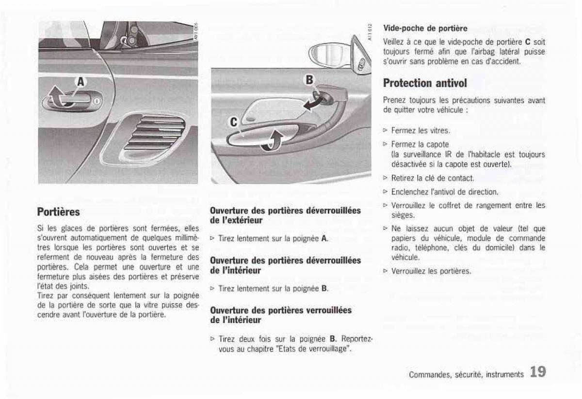 Porsche Boxster 986 FL manuel du proprietaire / page 20