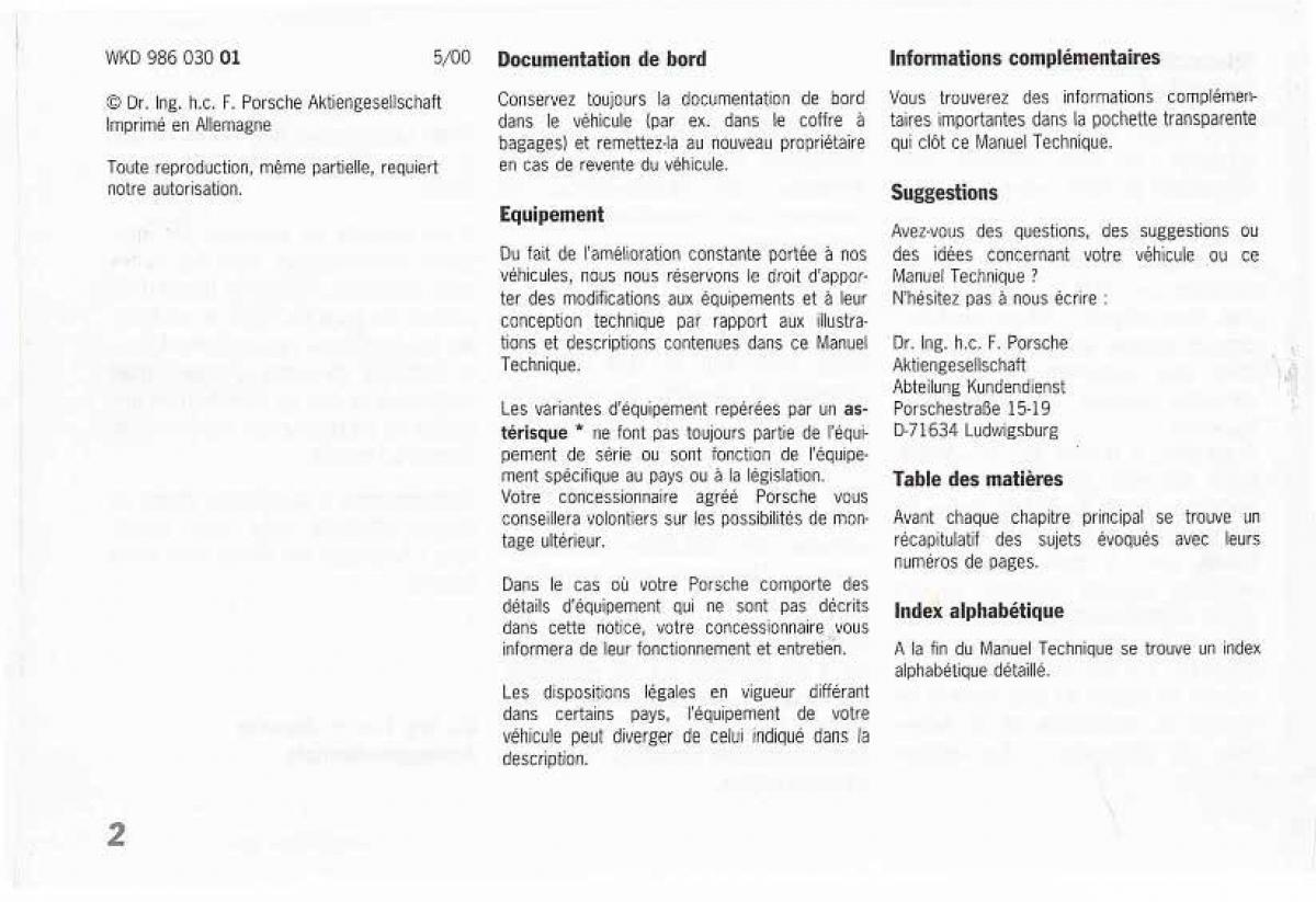 manual  Porsche Boxster 986 FL manuel du proprietaire / page 4