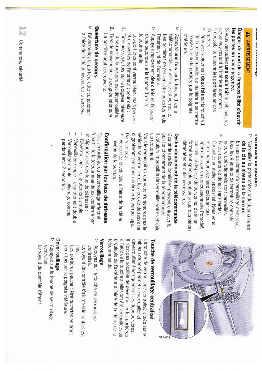 Porsche Boxster 987 FL manuel du proprietaire / page 13