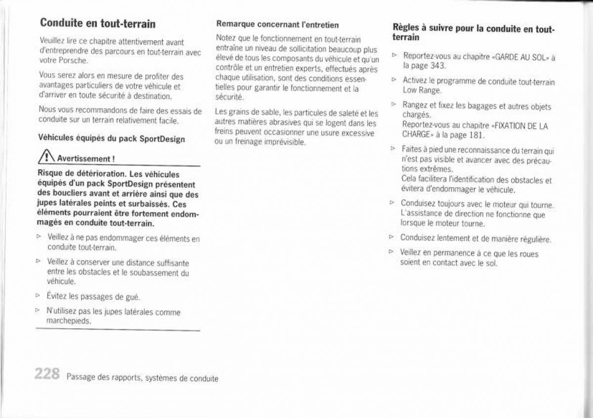 Porsche Cayenne I 1 manuel du proprietaire / page 218