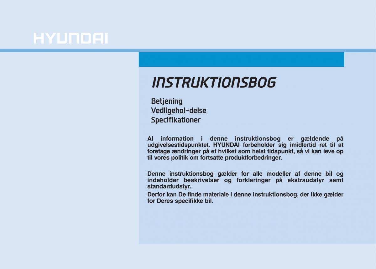 Hyundai Ioniq Electric Bilens instruktionsbog / page 1