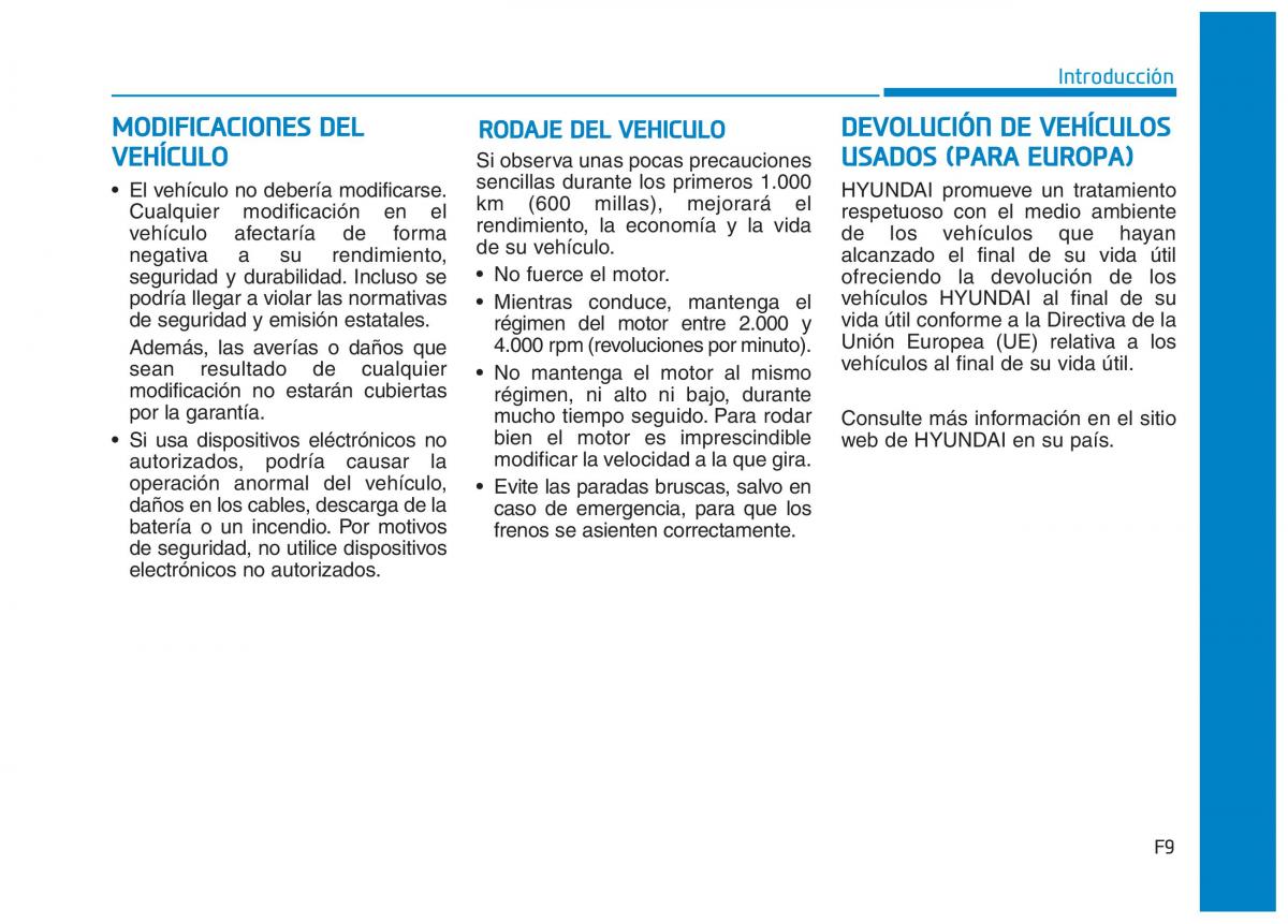 Hyundai Ioniq Hybrid manual del propietario / page 9