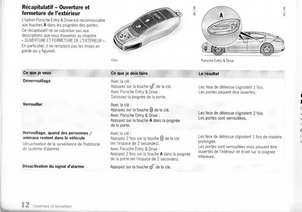 Porsche Panamera I 1 manuel du proprietaire / page 11