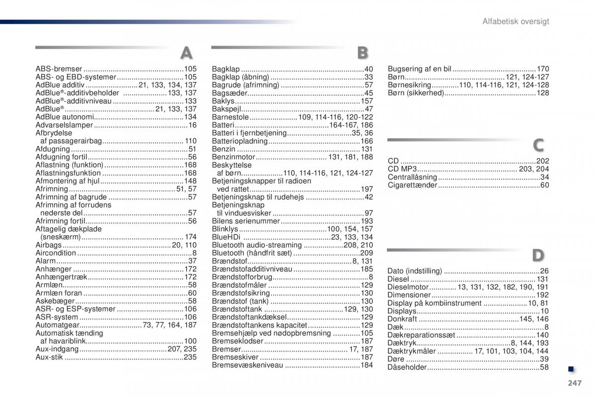 Peugeot 301 Bilens instruktionsbog / page 249