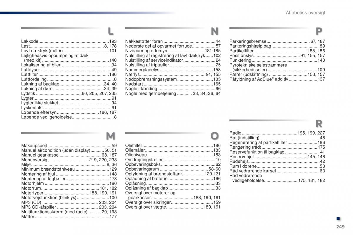 Peugeot 301 Bilens instruktionsbog / page 251