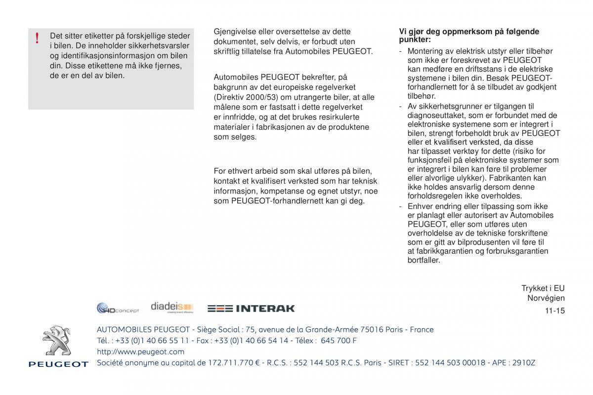 Peugeot 301 bruksanvisningen / page 259