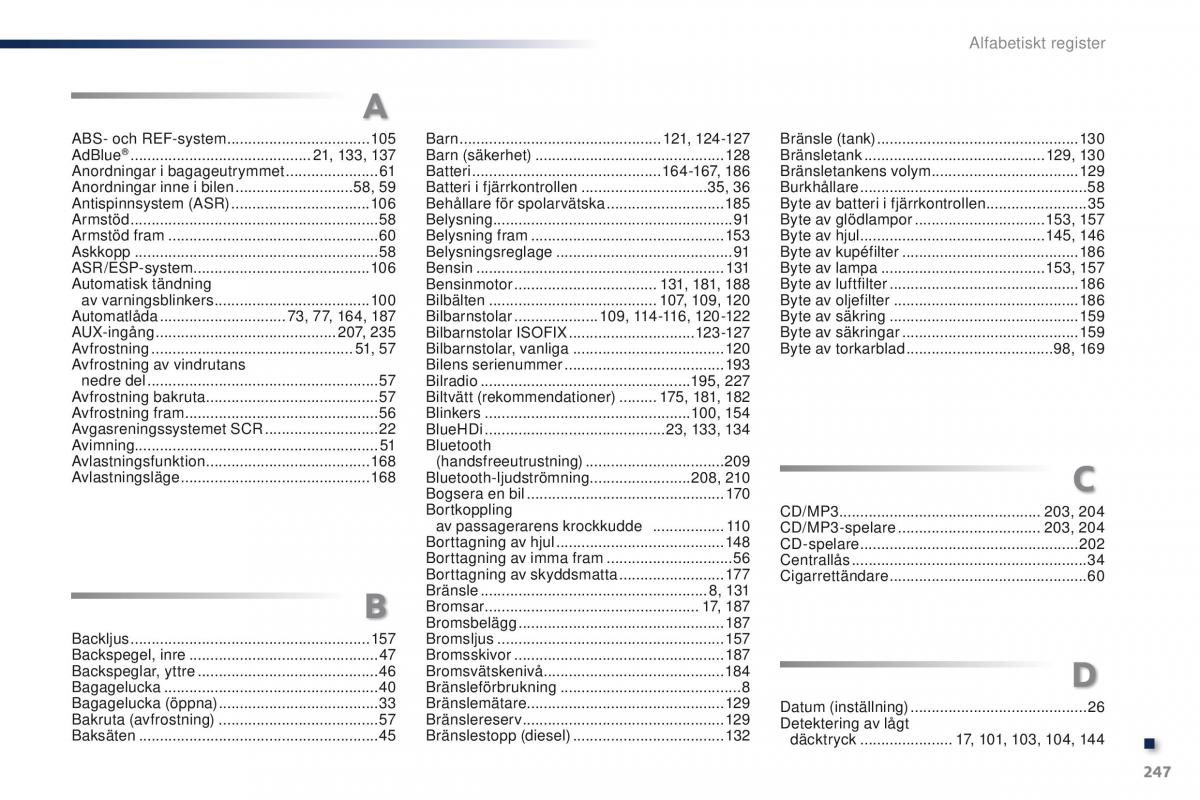 Peugeot 301 instruktionsbok / page 249