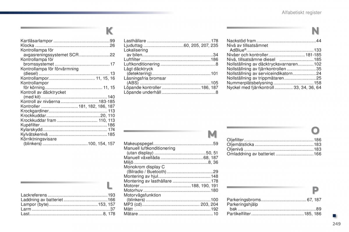 Peugeot 301 instruktionsbok / page 251