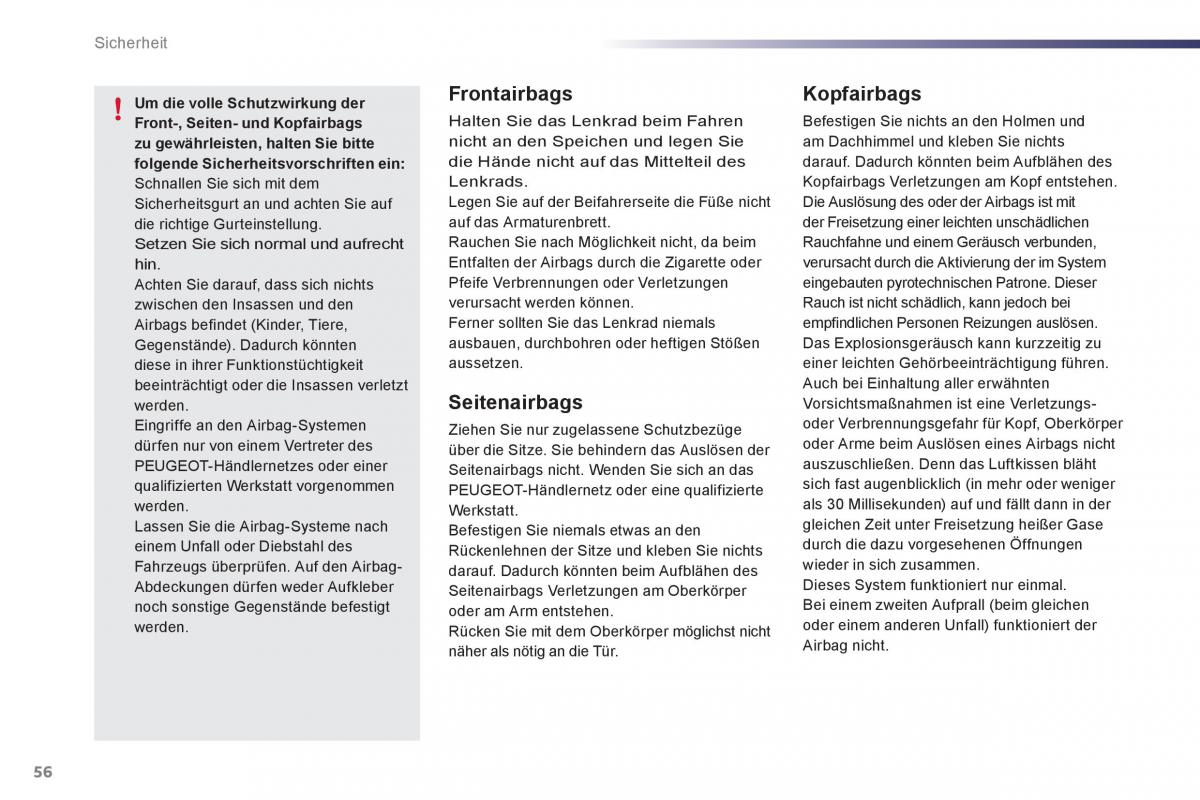 Peugeot 107 Handbuch / page 58