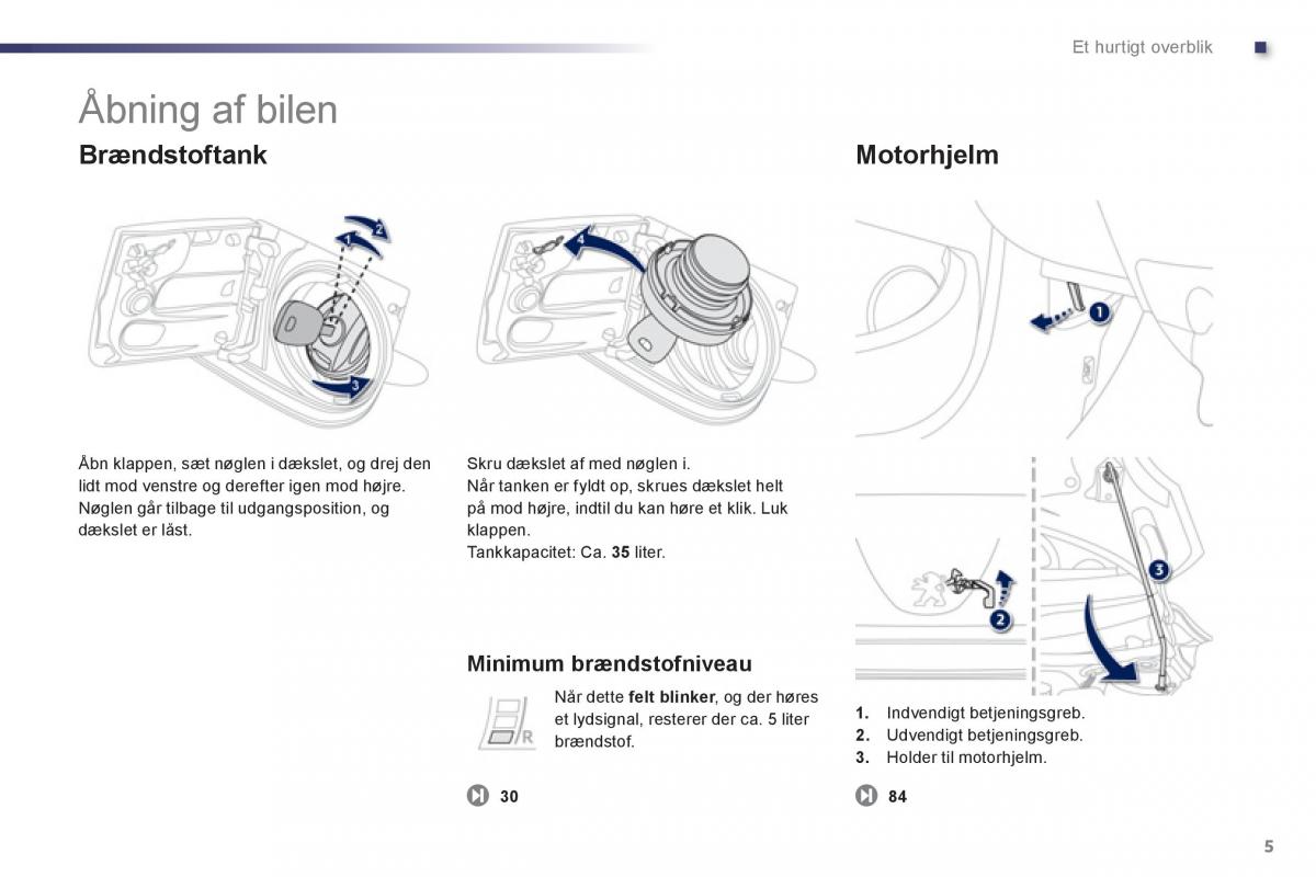 Peugeot 107 Bilens instruktionsbog / page 7