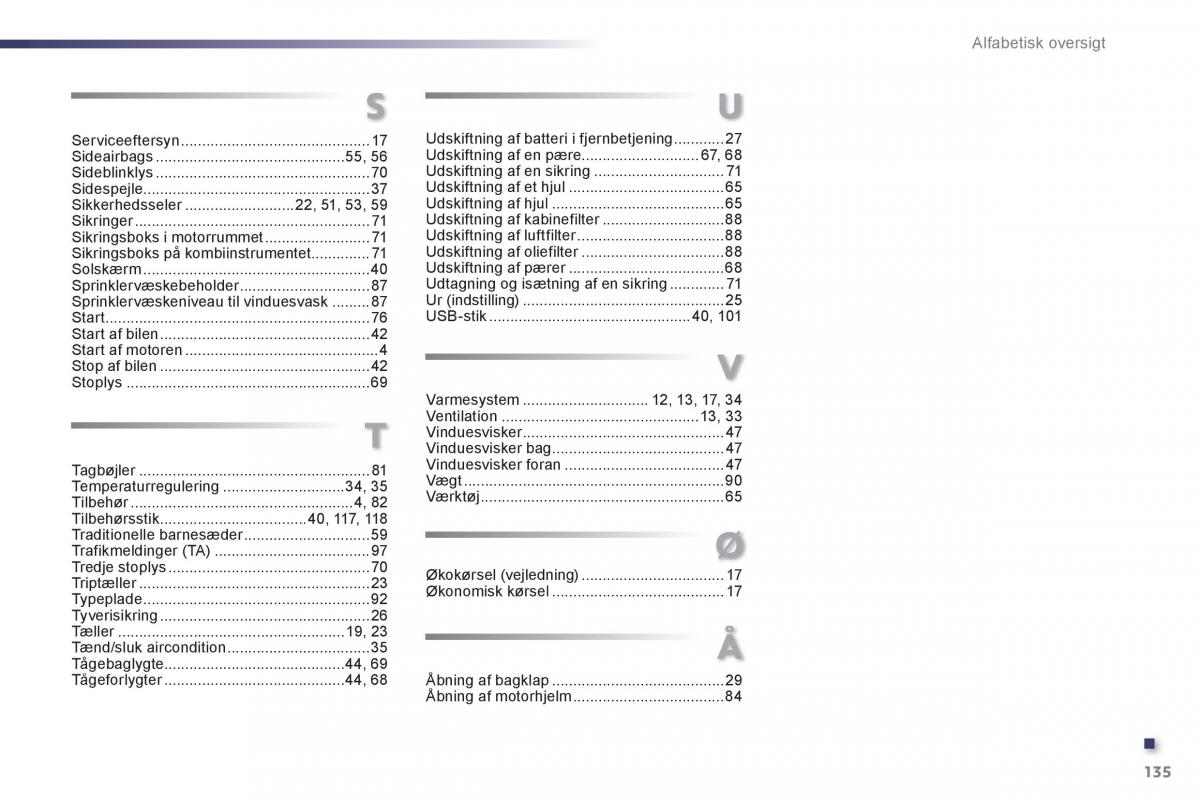 Peugeot 107 Bilens instruktionsbog / page 137
