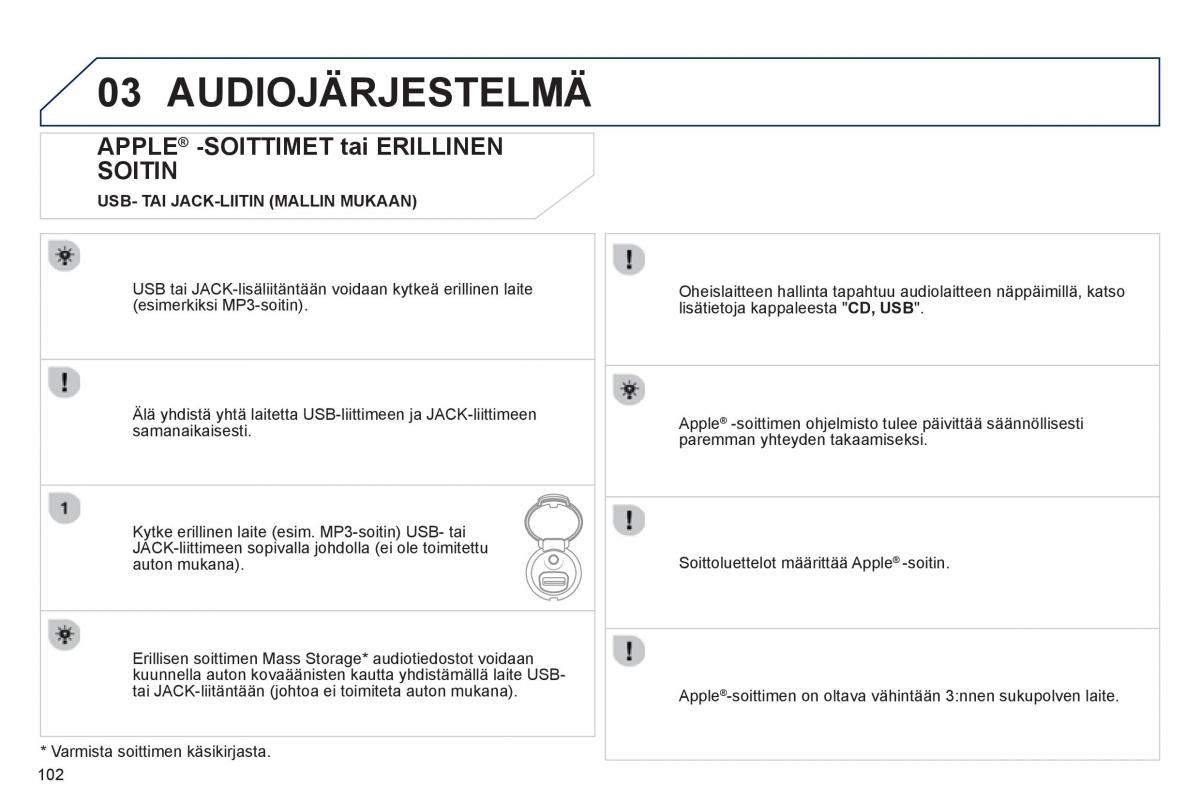 Peugeot 107 omistajan kasikirja / page 104