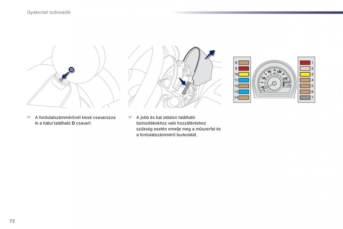 Peugeot 107 Kezelesi utmutato / page 74