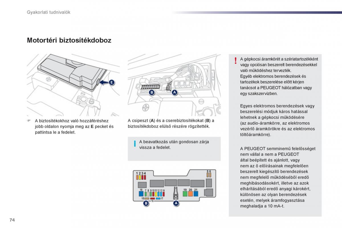Peugeot 107 Kezelesi utmutato / page 76