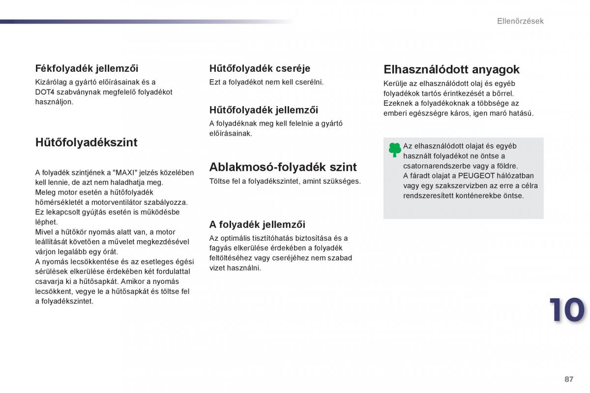 Peugeot 107 Kezelesi utmutato / page 89