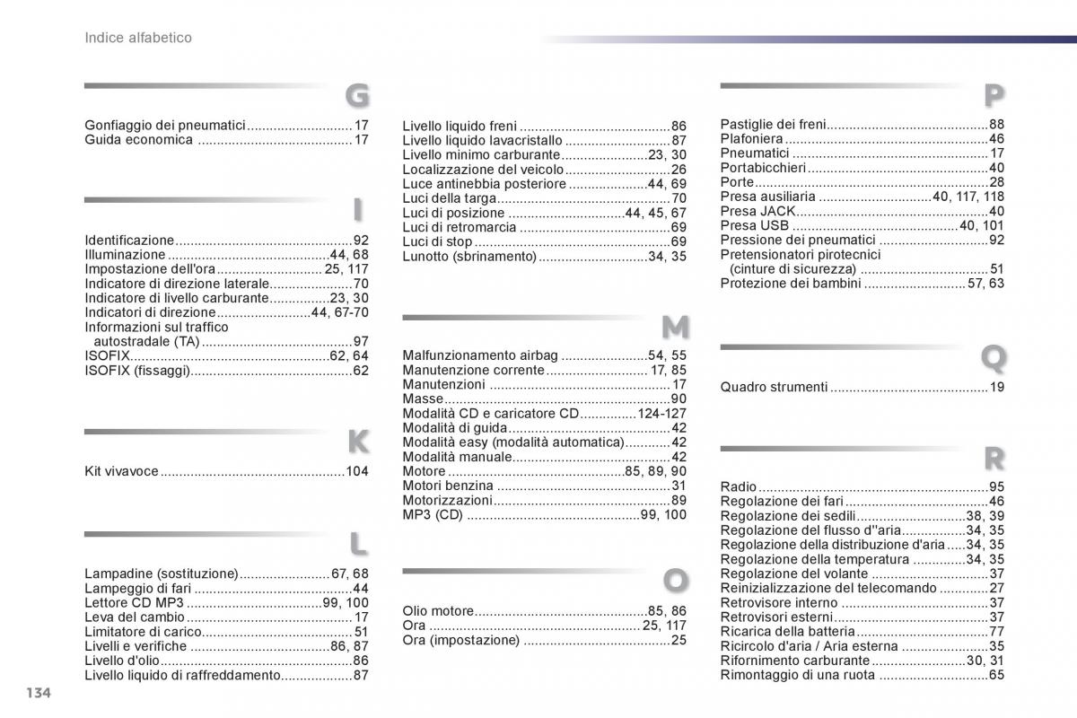 Peugeot 107 manuale del proprietario / page 136