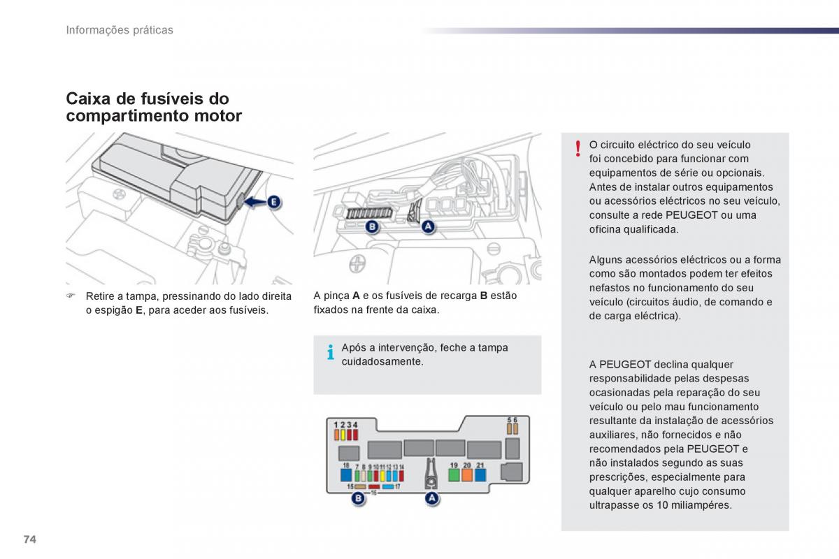 Peugeot 107 manual del propietario / page 76