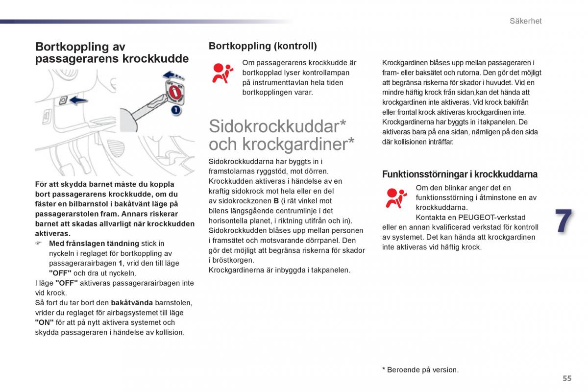 Peugeot 107 instruktionsbok / page 57