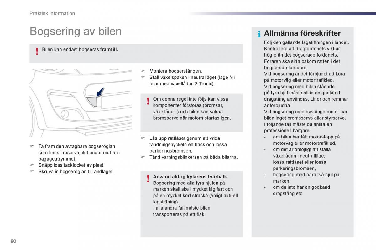 Peugeot 107 instruktionsbok / page 82