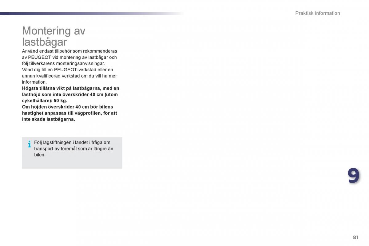 Peugeot 107 instruktionsbok / page 83