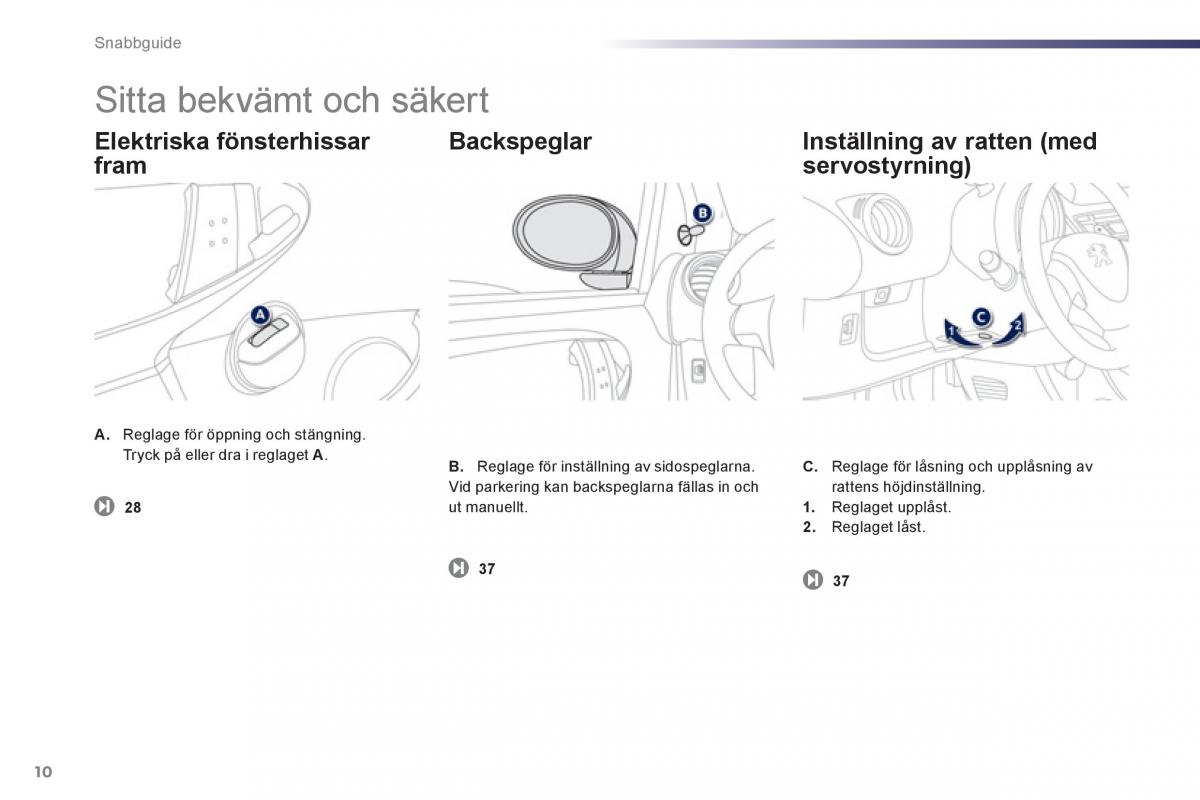 Bedienungsanleitung Peugeot 107 instruktionsbok / page 12