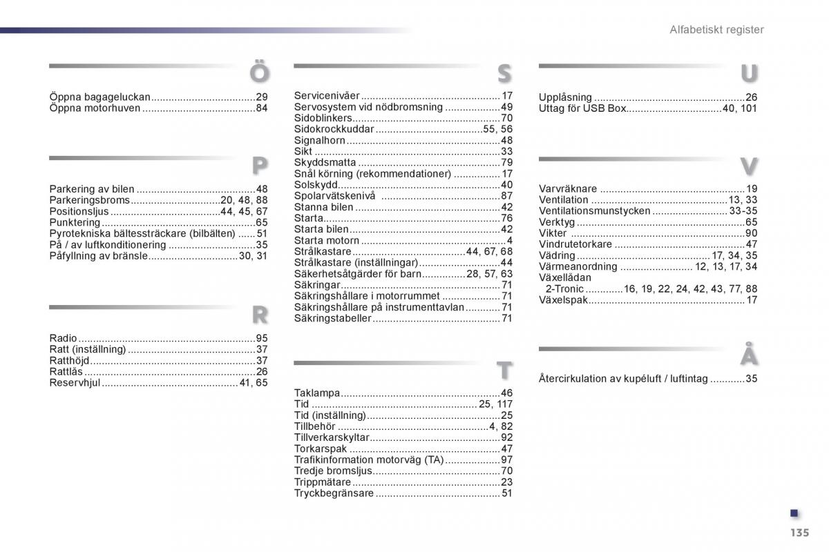 instrukcja obsługi Peugeot 107 instruktionsbok / page 137