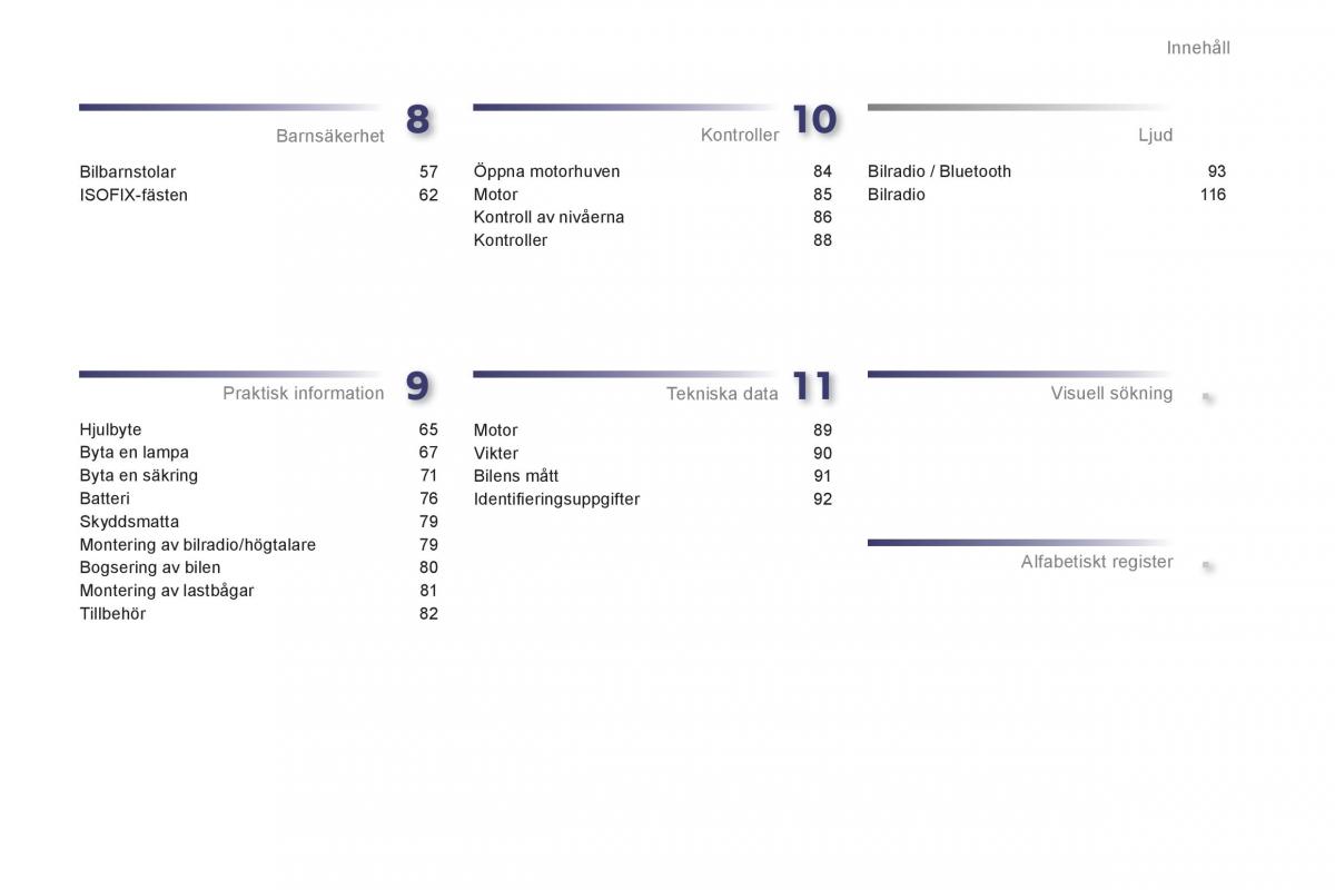 manual de usuario Peugeot 107 instruktionsbok / page 5