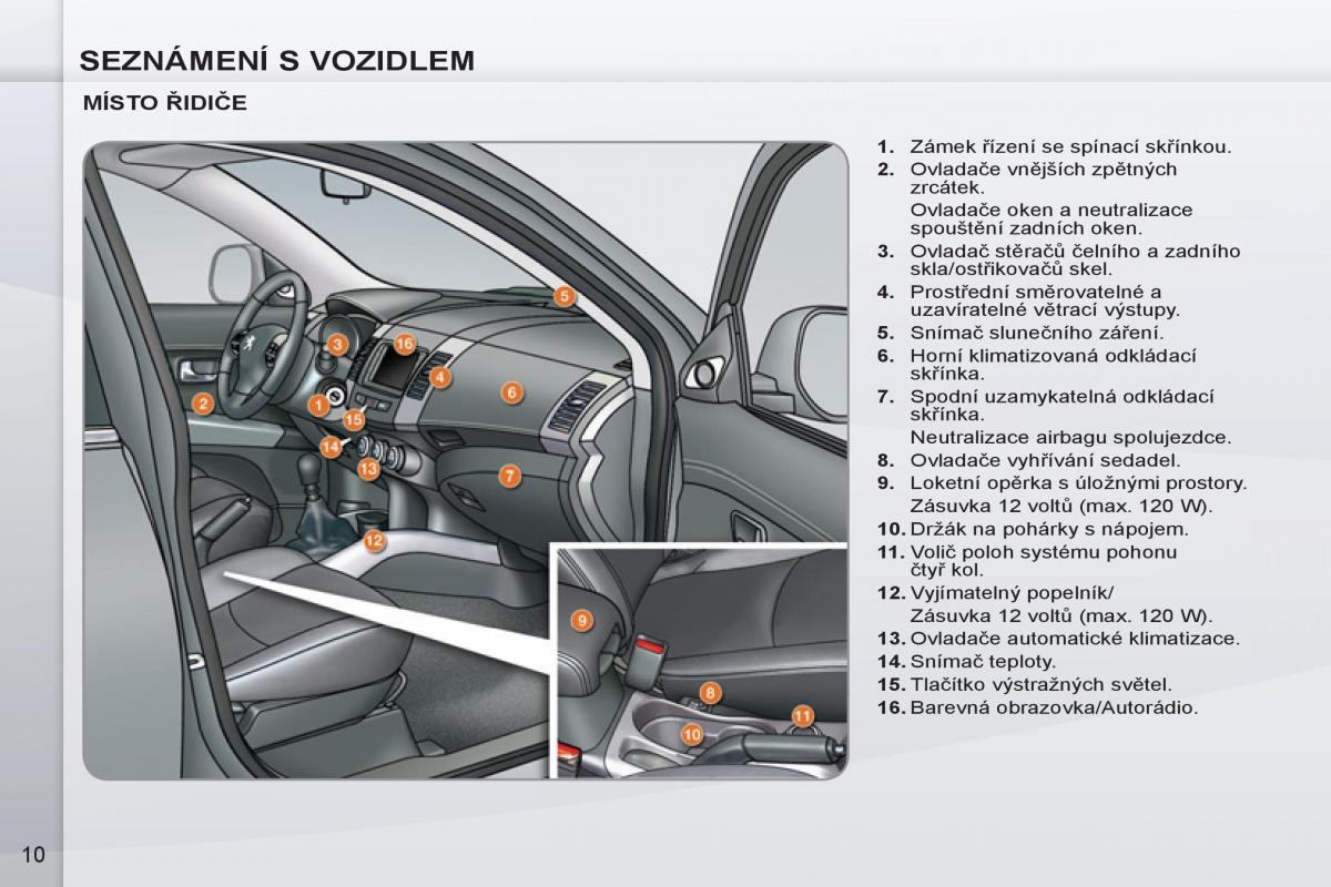 manual de usuario Peugeot 4007 navod k obsludze / page 12