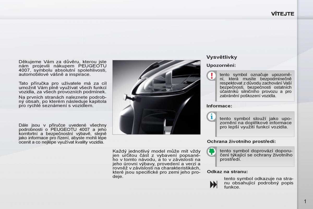 manuel du propriétaire Peugeot 4007 navod k obsludze / page 3
