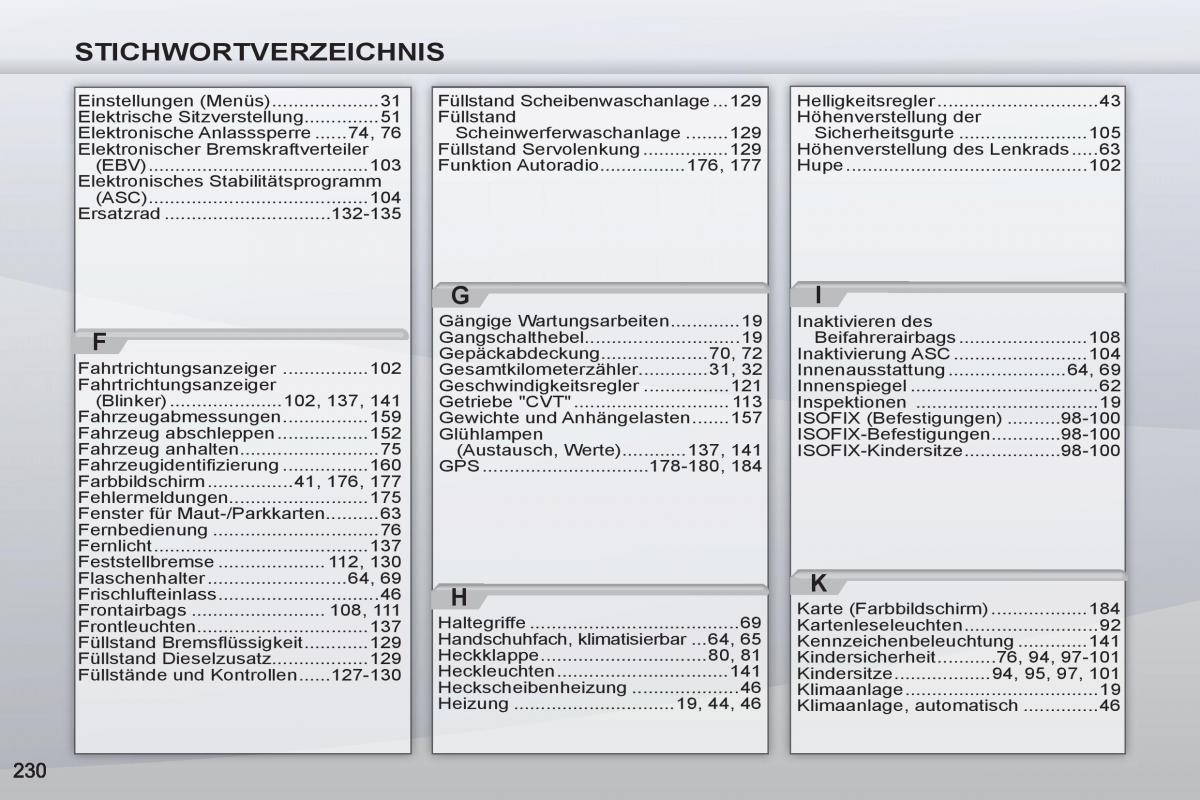 manuel du propriétaire Peugeot 4007 Handbuch / page 232