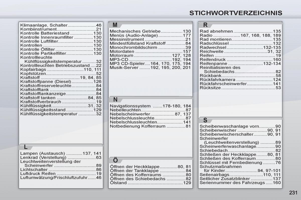 instrukcja obsługi Peugeot 4007 Handbuch / page 233