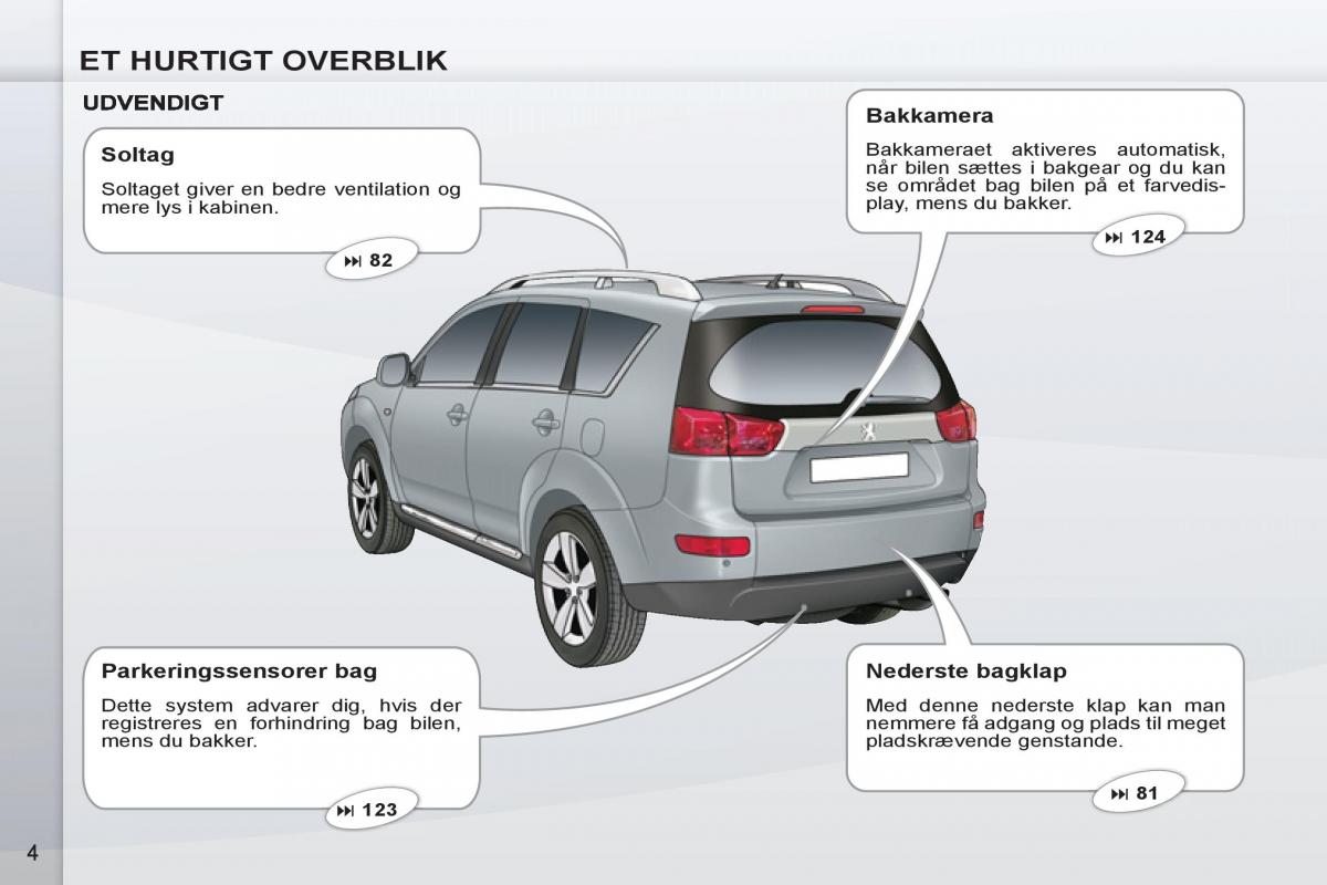 Bedienungsanleitung Peugeot 4007 Bilens instruktionsbog / page 6