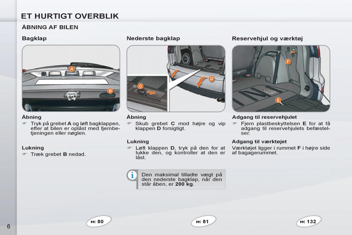 manuel du propriétaire Peugeot 4007 Bilens instruktionsbog / page 8
