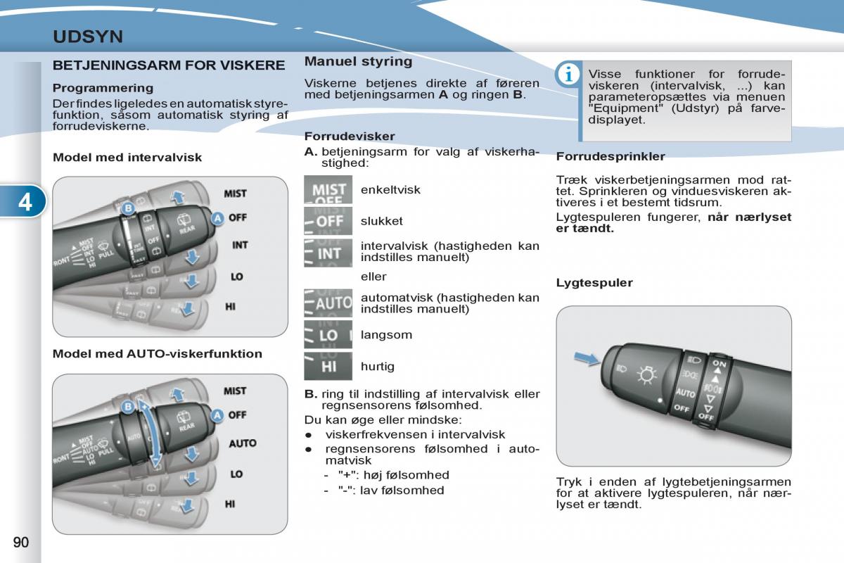 Peugeot 4007 Bilens instruktionsbog / page 92