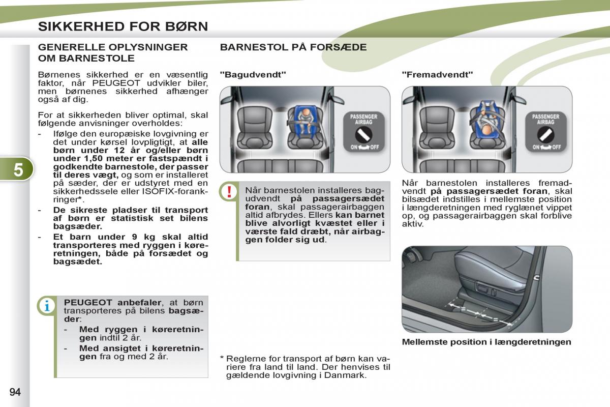 Peugeot 4007 Bilens instruktionsbog / page 96