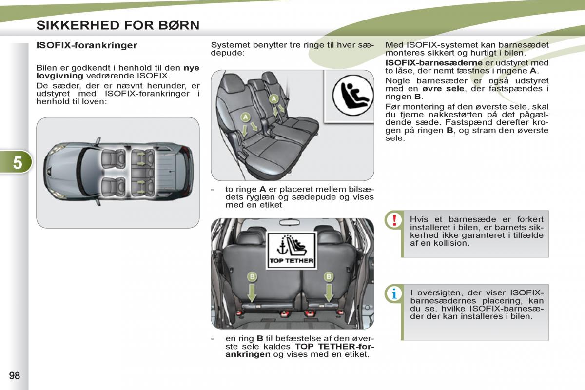 Peugeot 4007 Bilens instruktionsbog / page 100